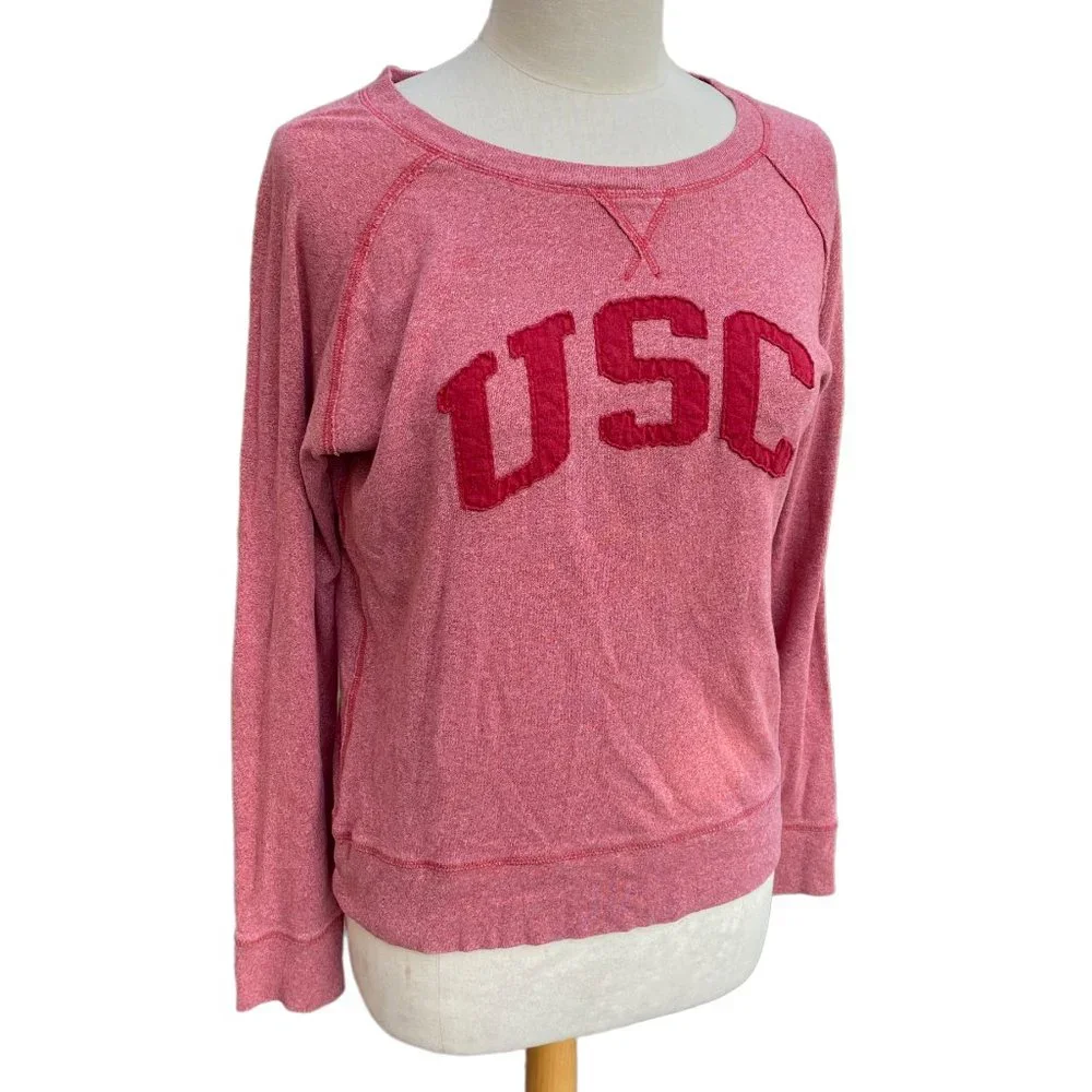 USC Trojans Red Marled Crewneck Pullover Sweatshirt by Camp David-size M